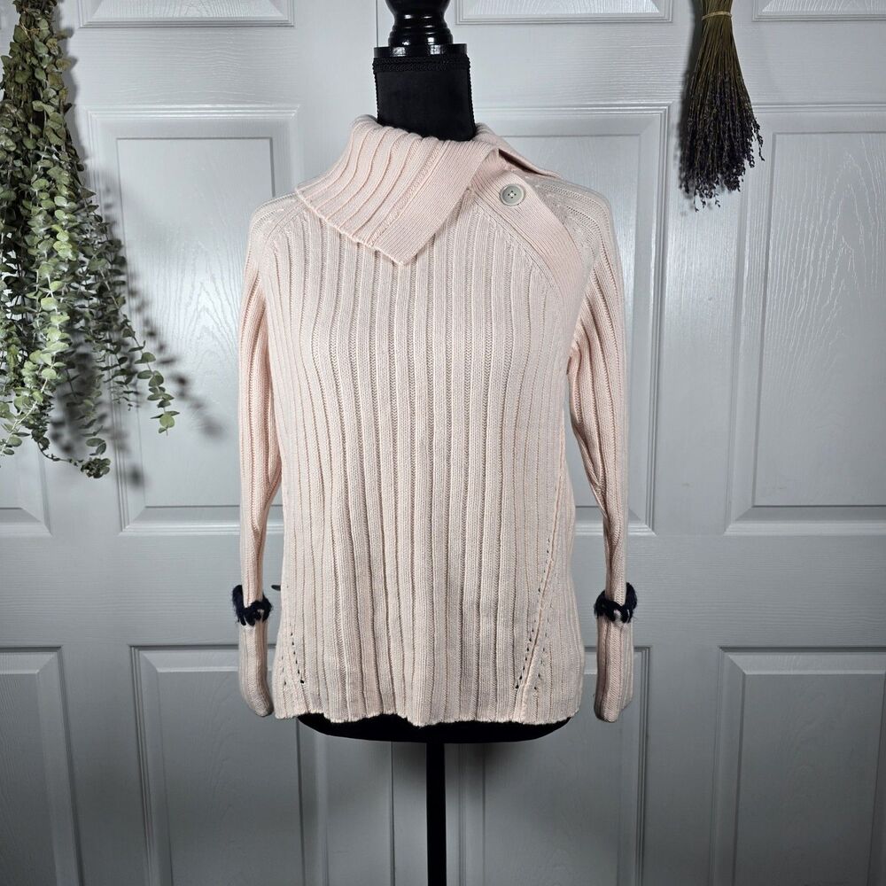 NWT Rebecca Taylor Merino Wool Blend Champagne Pink Sweater Cozy Small